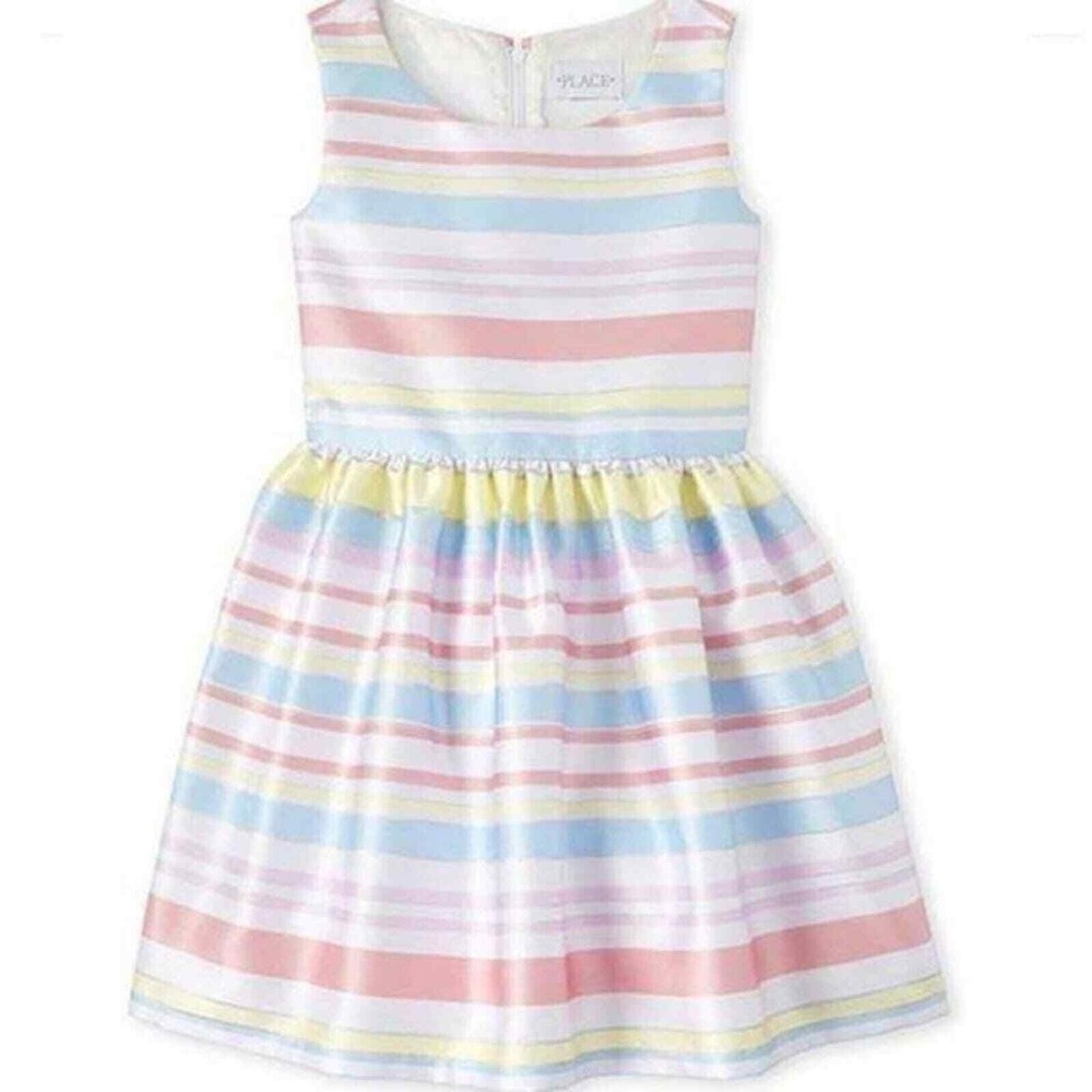 Children's Place Dress Girls 8 Lilac Haze Pastel NWT Pleated Satin Lined Formal